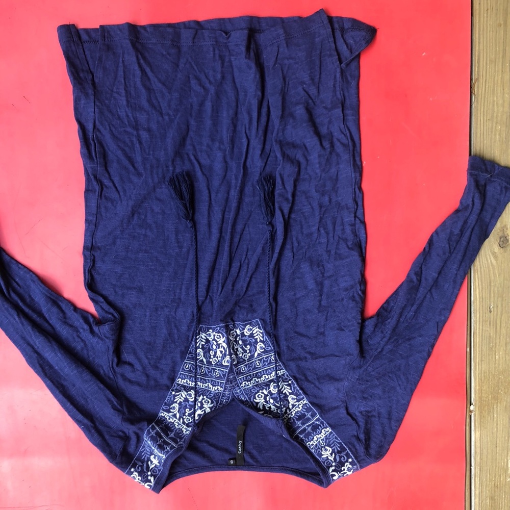 Cathy small navy blue top with tassels